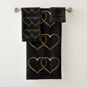 Élégant et romantique Deux Coeurs d'or entrelacés