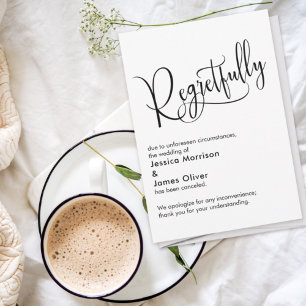 Élégant et simple carte de mariage annulée avec re