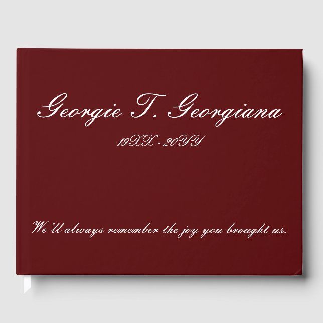Elégant et triste livre d'invités funéraires (Recto)