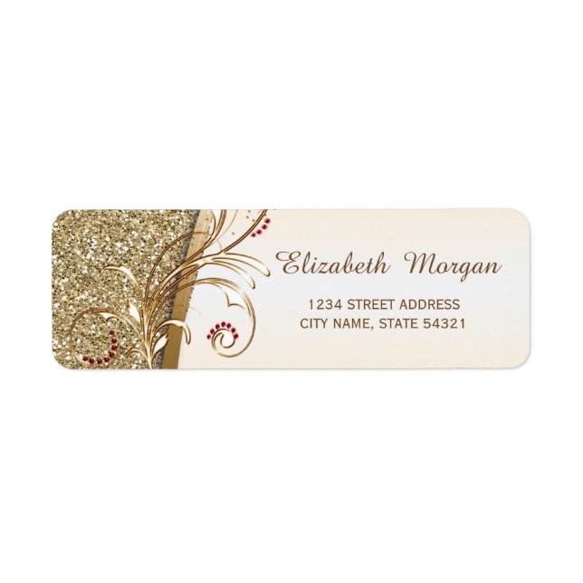 Élégant Étiquette de adresse de gloire d'or (Devant)