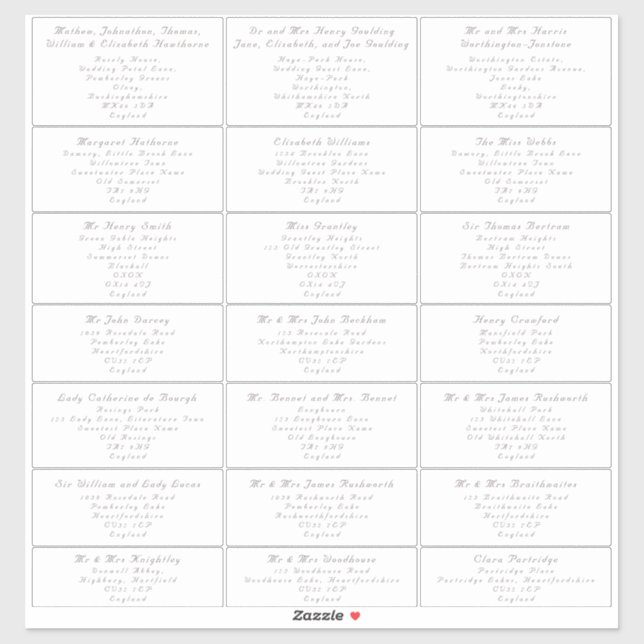 Élégant Étiquette de adresse de mariage invité (Feuille)