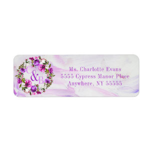 Élégant Étiquette de adresse de monogramme floral