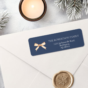 Élégant Étiquette de adresse de Noël avec Gold Bow