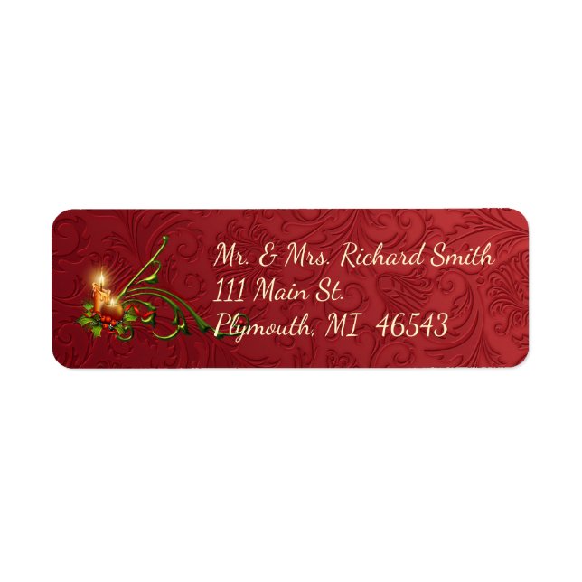 Élégant Étiquette de adresse de Noël de bougie (Devant)