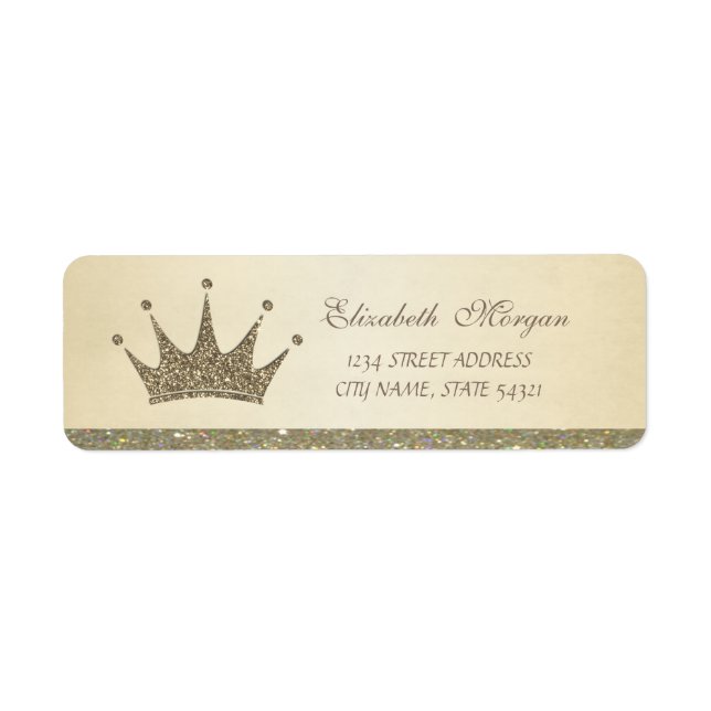 Élégant Étiquette de adresse de Tiara Sophistiqué (Devant)