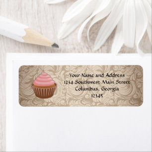 Élégant Étiquette de adresse Glamor Mocha Damask C