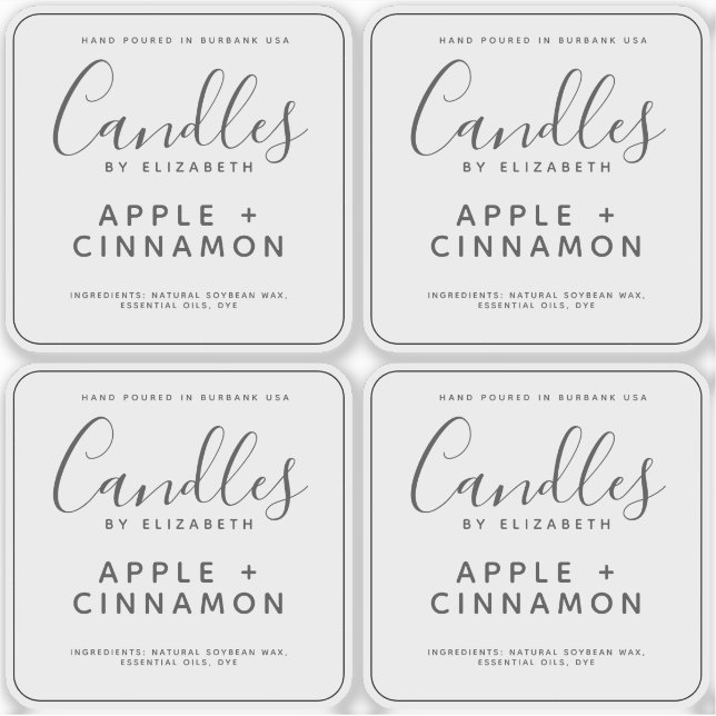 Élégant Étiquette de bougie de soja transparent (Devant)