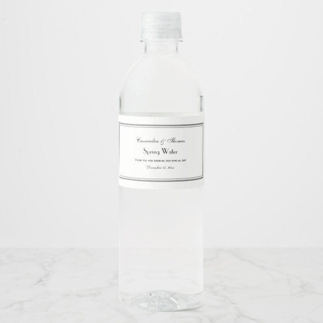 Élégant Étiquette de bouteille d'eau H encadrée en (Devant)