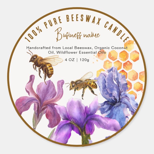 Élégant Étiquette de produit de cire florale (Devant)