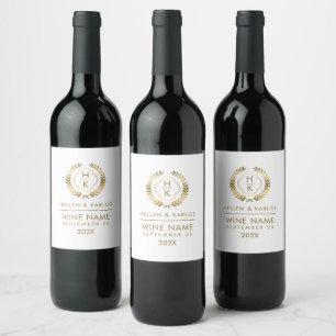 Elégant Étiquette de vin blanc Laurel Wreath Gold