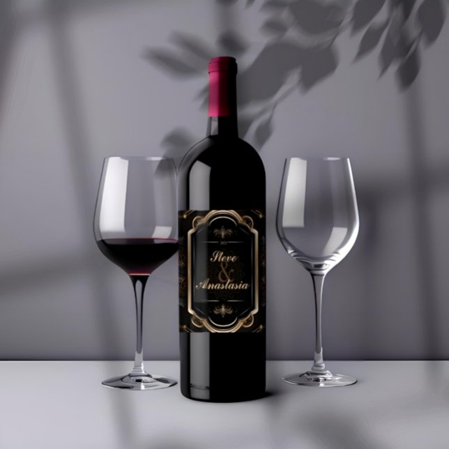 Élégant Étiquette de vin Monogramme de la couronne (Créateur téléchargé)