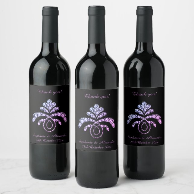 ÉLÉGANT ÉTIQUETTE VIN PURPLE ROSE DIAMOND (Bouteilles)
