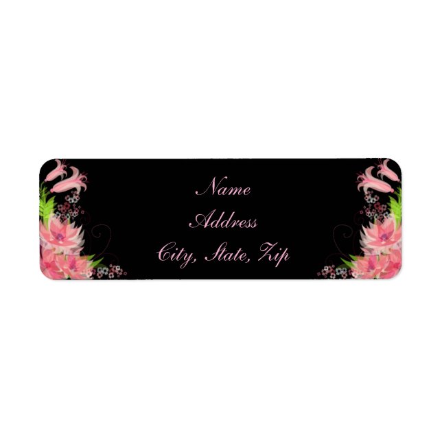 Élégant Étiquettes de adresse floraux rose romanti (Devant)