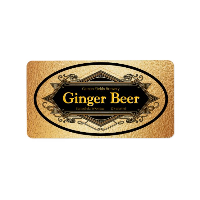 Élégant Étiquettes de boissons à la bière de ginge (Devant)