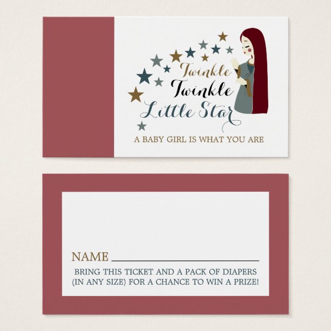Élégant Etoiles en chute, Baby shower Raffle Ticke (Devant & derrière)