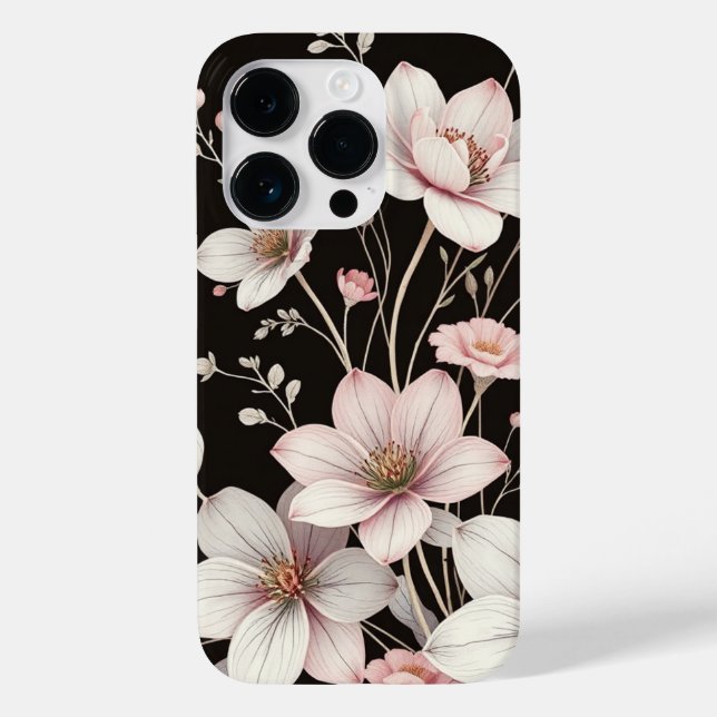 Élégant étui de ligne florale Art Phone (Verso)