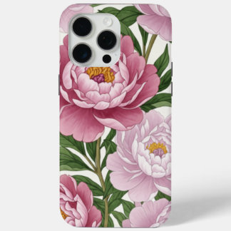Élégant Étui de Téléphone Fleur de Pivoine Rose