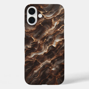 Élégant Étui Téléphone en Marbre Marron Chocolat d