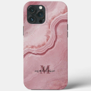 Élégant étui téléphonique en marbre rose pour elle