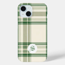 Élégant étui téléphonique vert et crème
