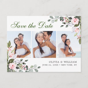 Elegant Eucalyptus 3 FOTO Hochzeit Speichern Sie d Postkarte