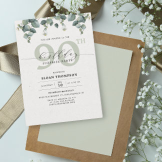 Elegant Eucalyptus 90 Geburtstagsüberraschung Einl Einladung