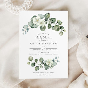 Elegant Eucalyptus Arch Greenery Baby Shower Einladung
