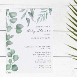 Elegant Eucalyptus Baby Shower Green Foliage Einladung
