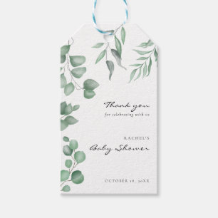 Elegant Eucalyptus Baby Shower Green Foliage Geschenkanhänger