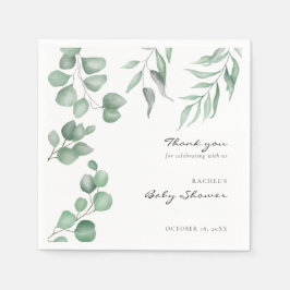 Elegant Eucalyptus Baby Shower Green Foliage Serviette