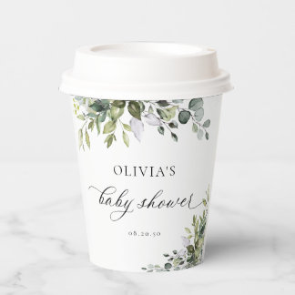 Elegant Eucalyptus Baby Shower Paper Cup Pappbecher