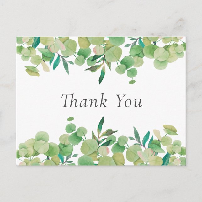 Elegant Eucalyptus Blätter Business Vielen Dank Postkarte (Vorderseite)