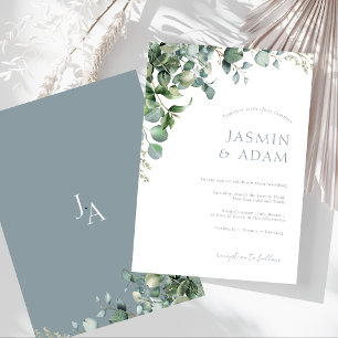 Elegant Eucalyptus Blätter Grünfoliage Hochzeit Einladung