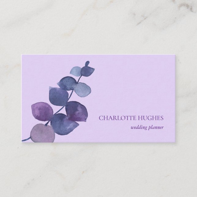Elegant Eucalyptus Blätter Lilac Visitenkarte (Vorderseite)