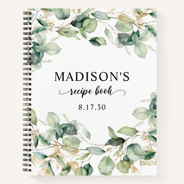 Elegant Eucalyptus Blätter Wedding Notizbuch (Vorderseite)