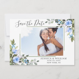 Elegant Eucalyptus Blue Rose Blumenhochzeit Save The Date