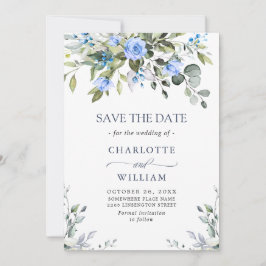 Elegant Eucalyptus Blue Rose Blumenhochzeit Save The Date