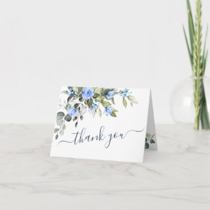 Elegant Eucalyptus Blue Rose Floral Botanisch Dankeskarte
