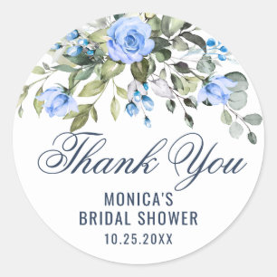 Elegant Eucalyptus Blue Rose Vielen Dank Runder Aufkleber