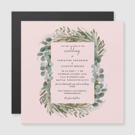 Elegant Eucalyptus Blush Wedding Magneteinladung