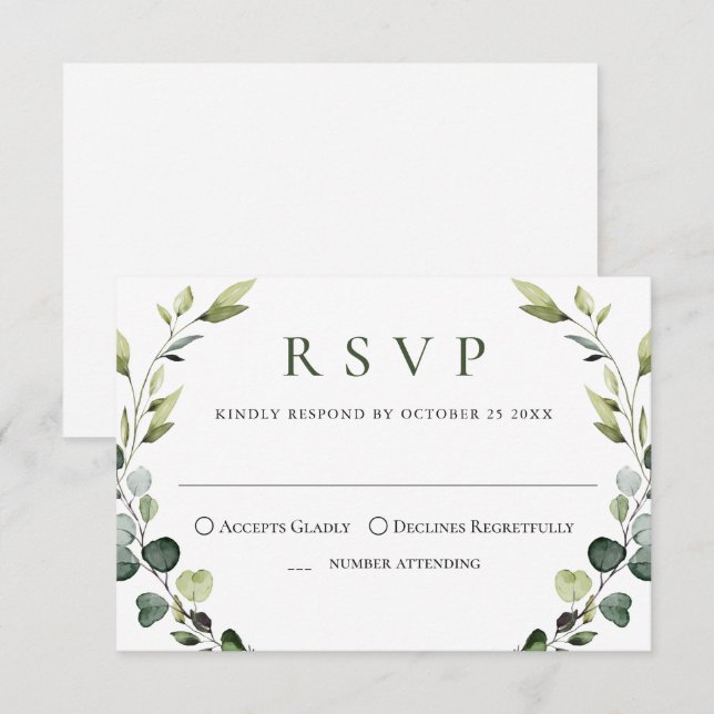 Elegant Eucalyptus Bohemisch Wedding MEAL ENTSCHEI RSVP Karte (Vorne/Hinten)