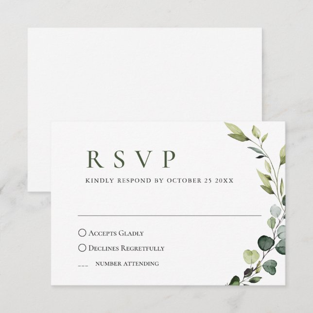 Elegant Eucalyptus Bohemisch Wedding MEAL ENTSCHEI RSVP Karte (Vorne/Hinten)