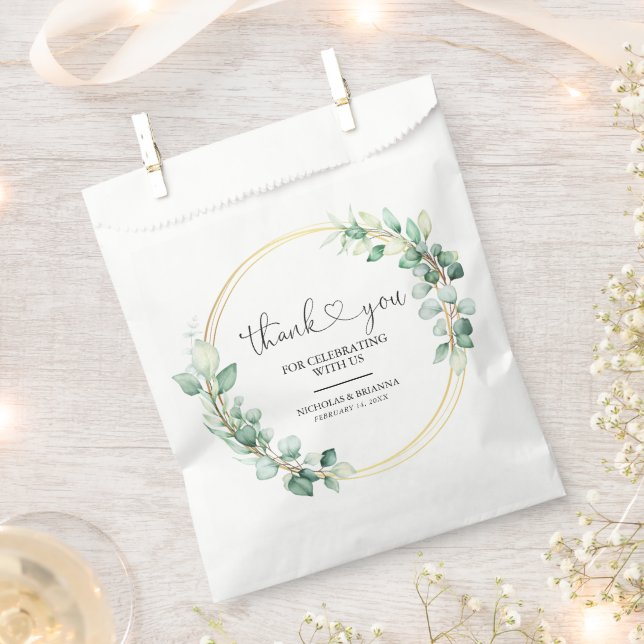 Elegant Eucalyptus Botanical Gold Vielen Dank Geschenktütchen (Ausgeschnitten)
