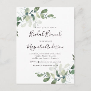 Elegant Eucalyptus Bridal Brunch Einladung Postca Postkarte