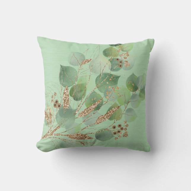 ELEGANT EUCALYPTUS BRUSHED METALLIC GRÜNE CUSHION KISSEN (Vorderseite)