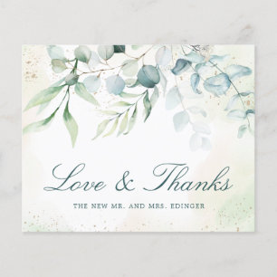 Elégant Eucalyptus Budget Mariage Carte de remerci