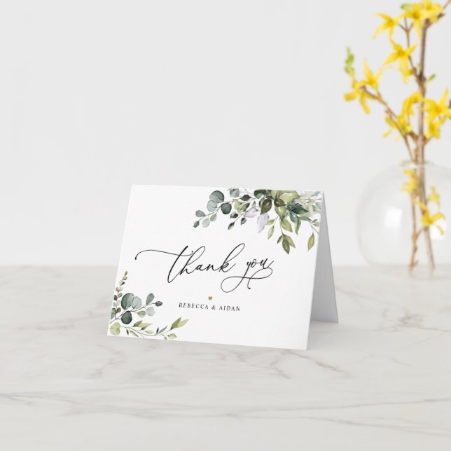 Elégant Eucalyptus Carte de remerciements Mariage (Fleur jaune)