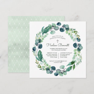 Elegant Eucalyptus Christening Einladung