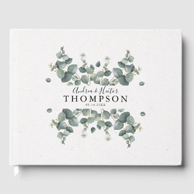Elegant Eucalyptus Classic Wedding Gästebuch (Vorderseite)