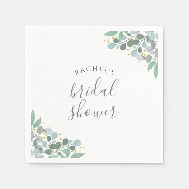 Elegant Eucalyptus Dusty Blue Brautparty Serviette (Vorderseite)